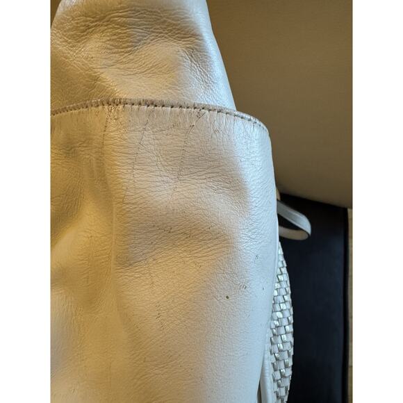 Coach Park Woven Leather Zip Top Tote, in White With Silver - Picture 13 of 16